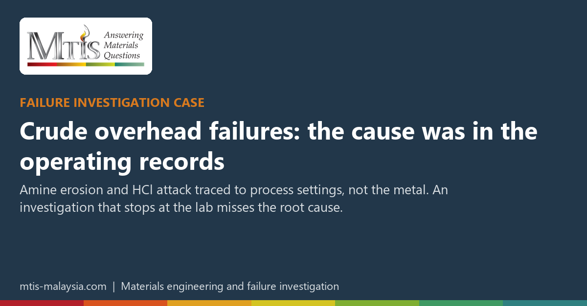 Crude overhead failures: the cause was in the operating records